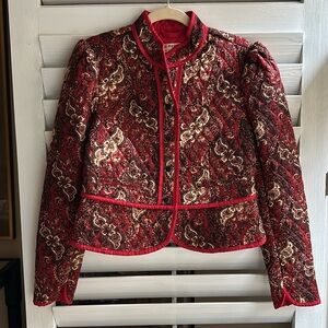 NWT Free People Zoey Quilted Paisley Red Jacket Small